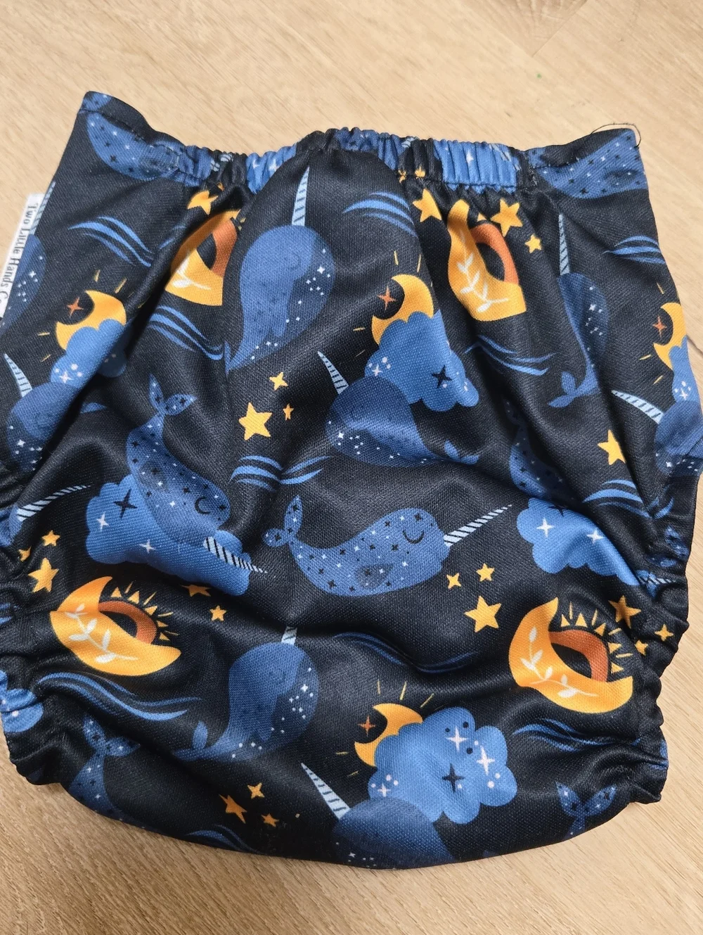 Two little hands cloth co one size pocket cloth diaper sleepy narwhals print